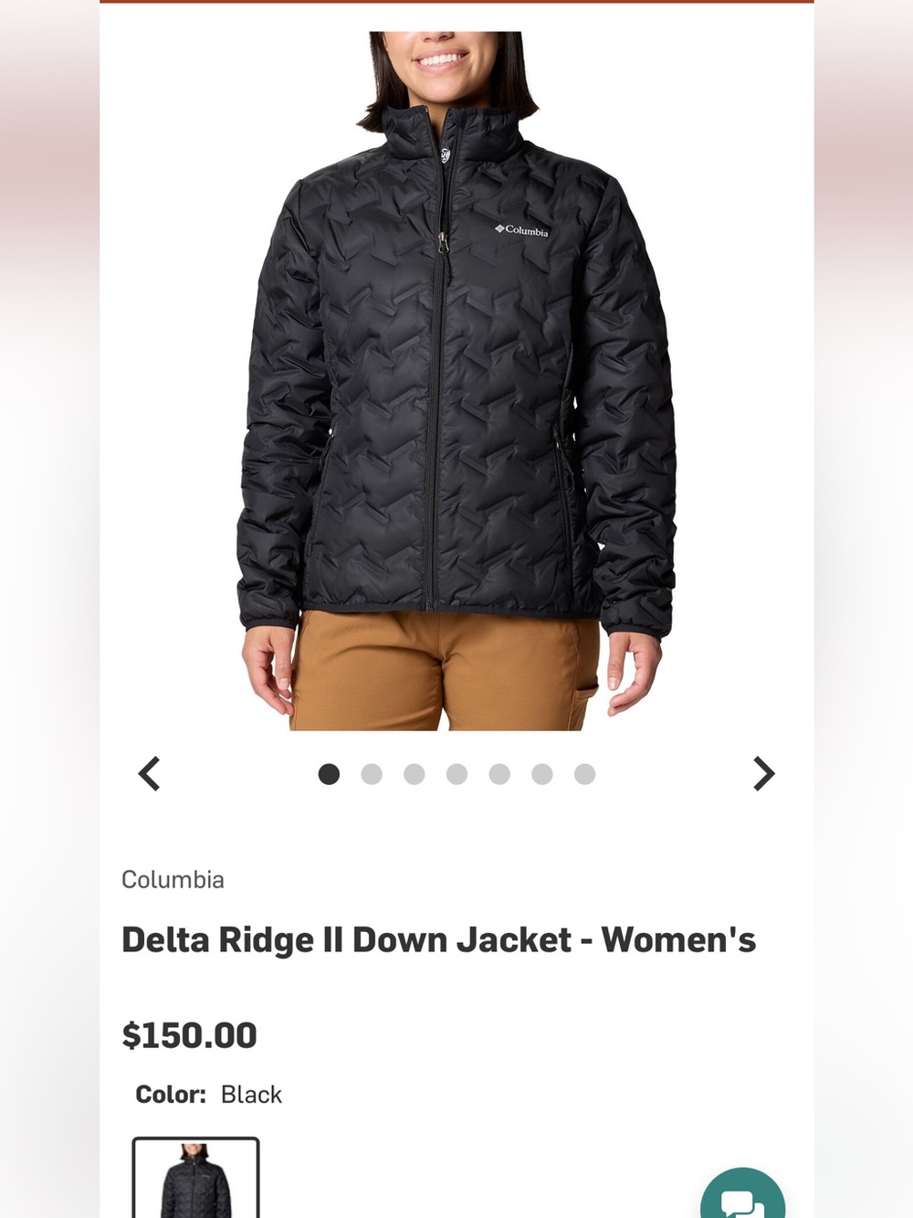 XL Columbia Delta Ridge II Down Insulated Puffer Jacket Black Quilted